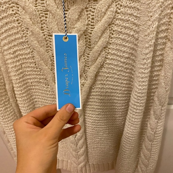 Draper James Cable Chunky Knit Poncho Wool and Alpaca Blend Sweater Size XS/S - Picture 7 of 7